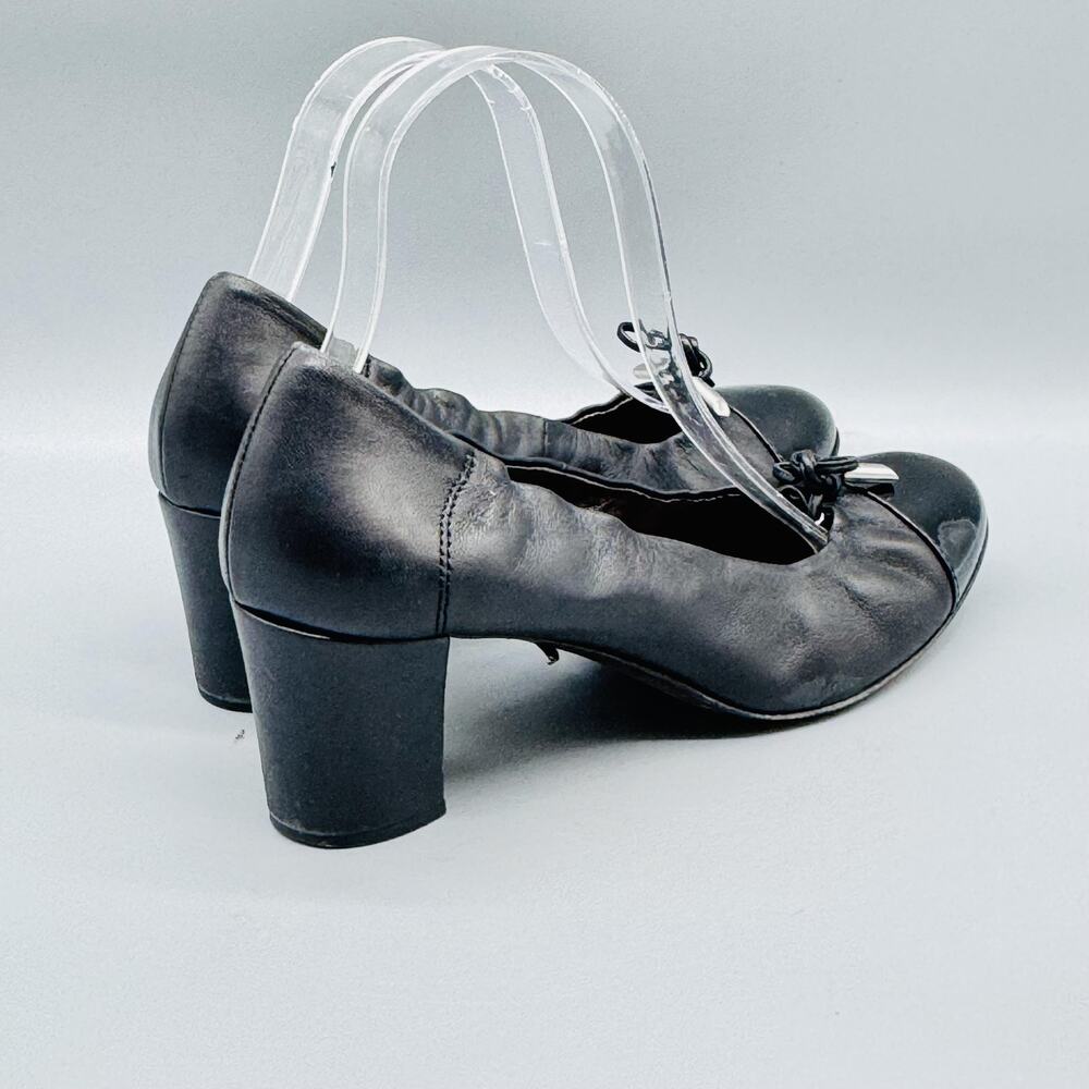 AGL Attilio Giusti Leombruni Shoes Women 9 Black Leather Cap Toe Heel Dress Pump - Picture 9 of 13